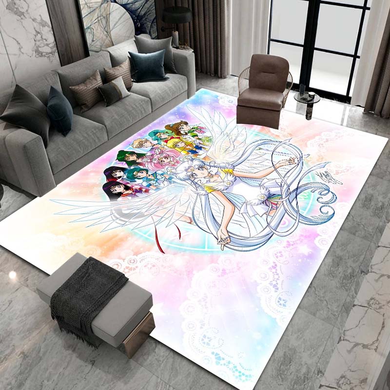 3D printed Sailor Moon pattern rug, large-area non-slip washable rug,, suitable for bedroom home décor.22
