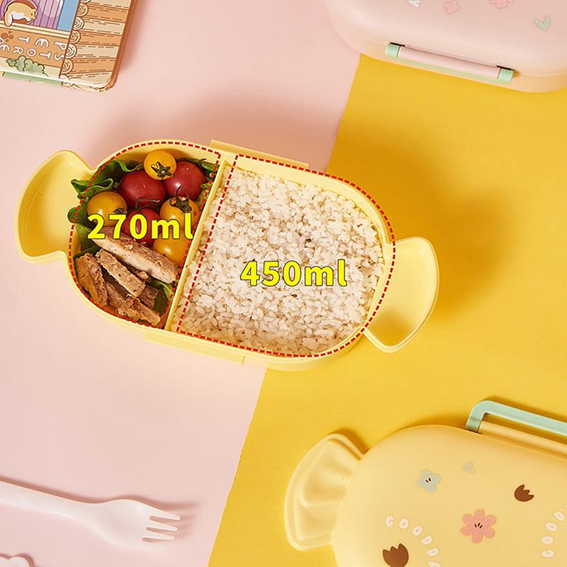 Lovely Bento Box Children Adult Lunch Box with 2 Compartments Leak-Proof Lunchbox Bento Box for Dining Out Work School