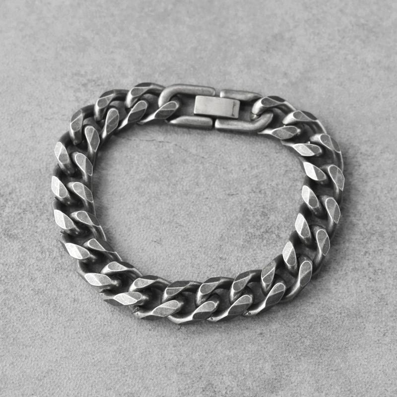 10mm 2023 Punk Vintage Curb Chain Bracelet Fashion Retro Black Color Stainless Steel Bangles Bracelet for Men Woman