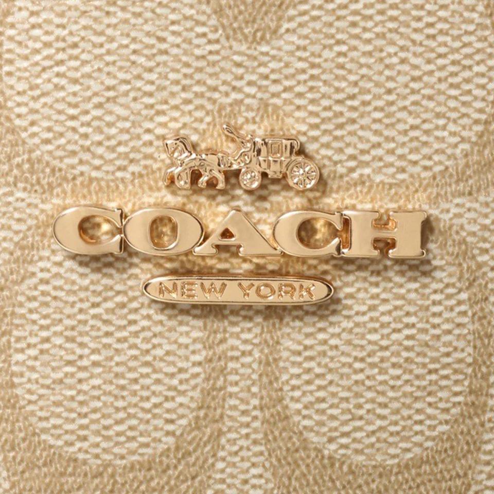 New COACH City Canvas With Smooth Leather Tote Bag Shopping Bag Handbag Shoulder Bag Large Size Women's Khaki 5696-IMTYF