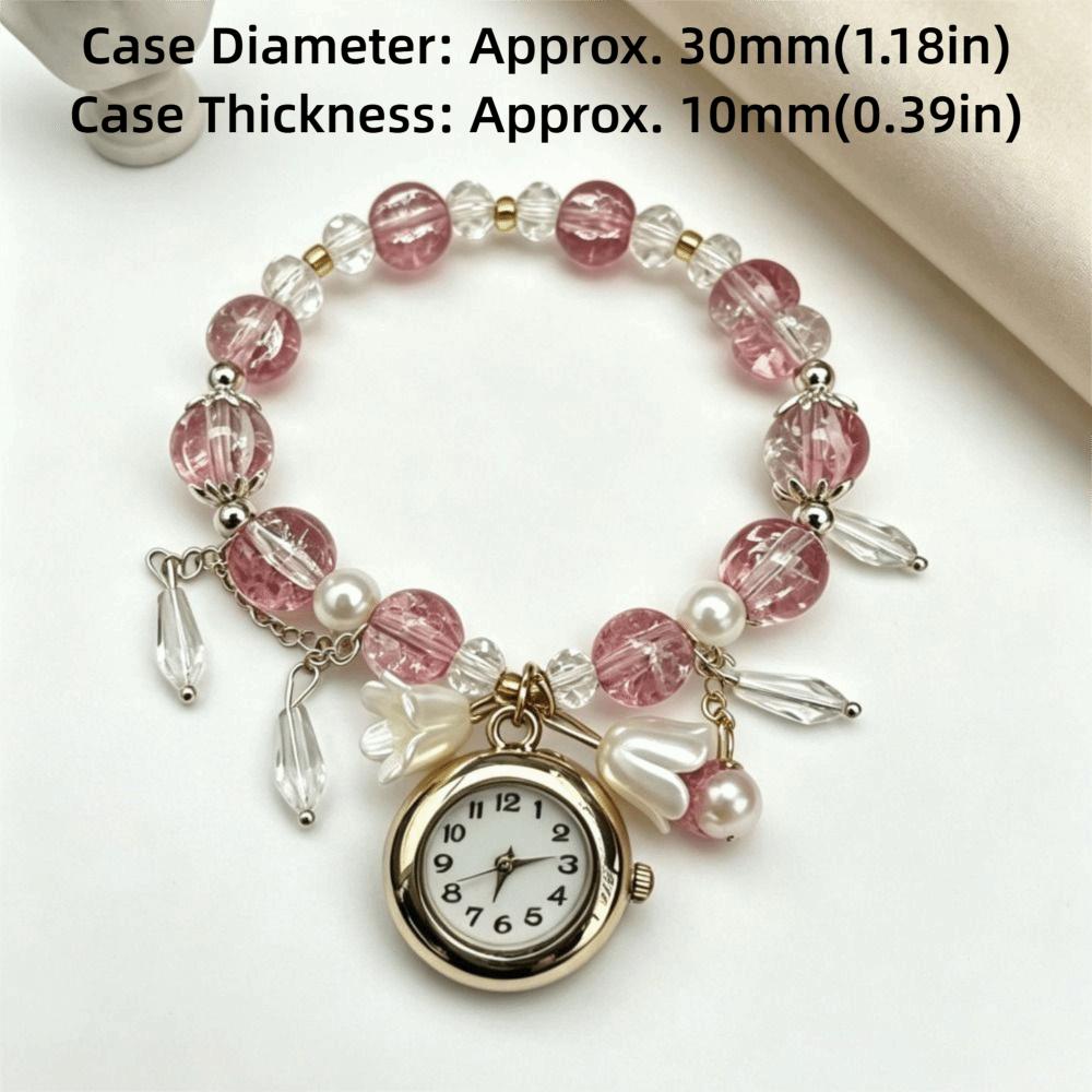 Handmade Bracelet Watch with Flower Pendant Quartz Watch New Chain Watch  for Women Girls