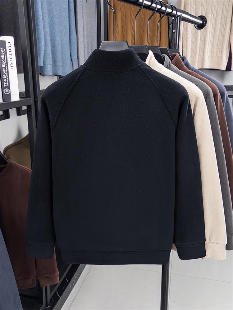 Men's Winter Coral Fleece Half-Zip Sweatshirt: Thick, Warm, Double-Sided Casual Base Layer