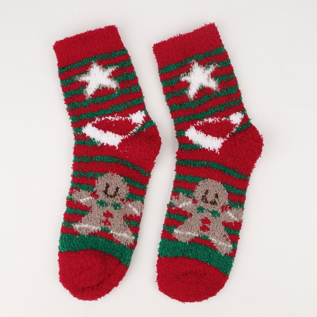 Women's Winter Cartoon Christmas Coral Fleece Floor and Sleep Socks