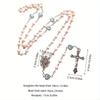 1pc Crucifix Cross-Charm Long Chain Rosary Beads Catholic Necklace for Women Christian Amulet Necklace Religious Jewelry