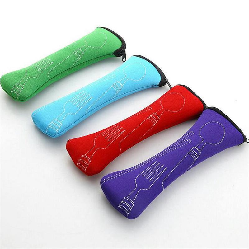 Tableware Box Portable Flip Cover Type Cutlery Case Kitchen Students Household Utensils Dinnerware Bag Dinner Pouch with Zipper