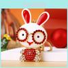 Adorable Pink Rabbit Glasses Keychain Sparkling Metal Keyring Perfect Gift For All Occasions