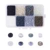 NBEADS 1 Box 8 Colors Ceylon Glass Circular Seed Beads Spacer Beads Jewelry Accessories Parts Cool Colors (Approx. 12500pcs)