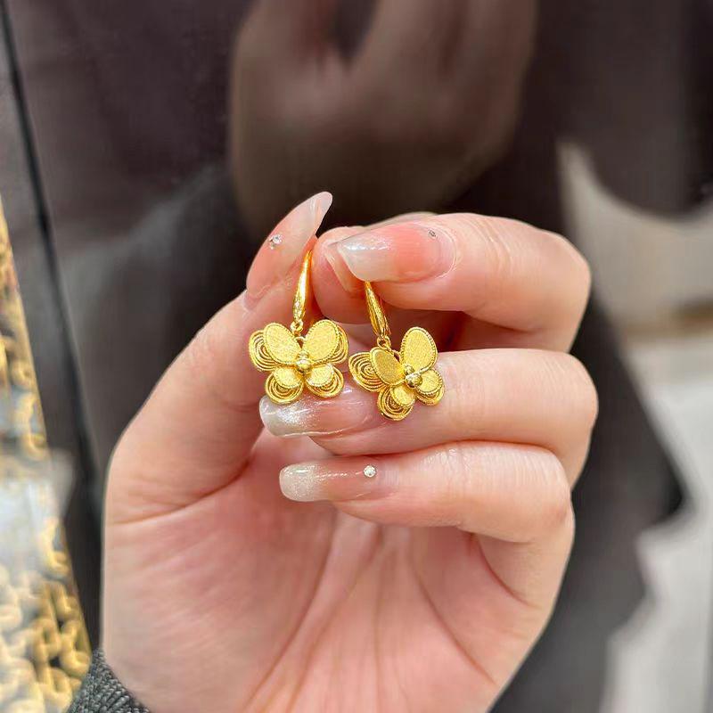 Gold Butterfly Tassel Necklace & Ring Set - Silk Floss Flash Design for Mid-Autumn Festival