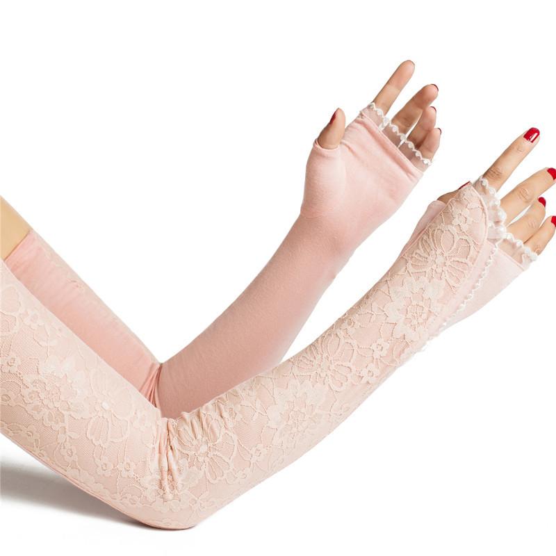 

Солнцезащитные рукава женские летние тонкие кружевные дышащие нескользящие с сенсорным экраном One size