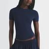 SKIMS Soft Comfortable Round Neck Fitted Short Sleeve T-Shirt Women Tops SP-TSH-0638-NVY