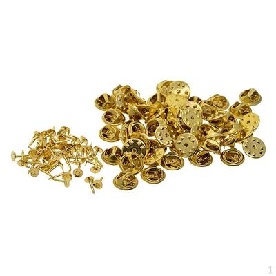 50 Hat Pin Brass Tie Back Lapel Butterfly Clasps Fastener Clutch
