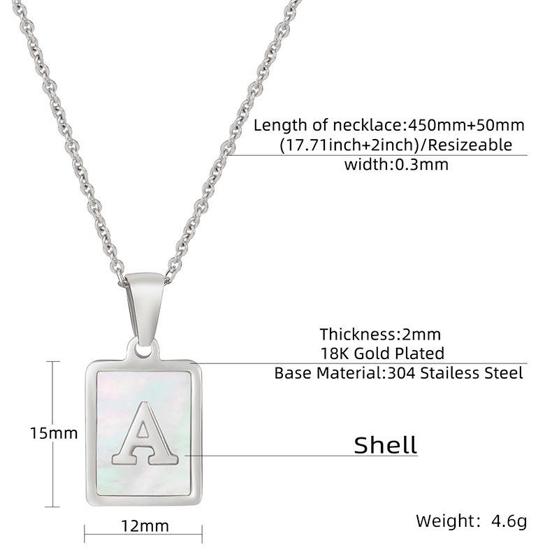 

Titanium steel letter necklace Stainless steel necklace Letter pendant inlaid with white shell necklace