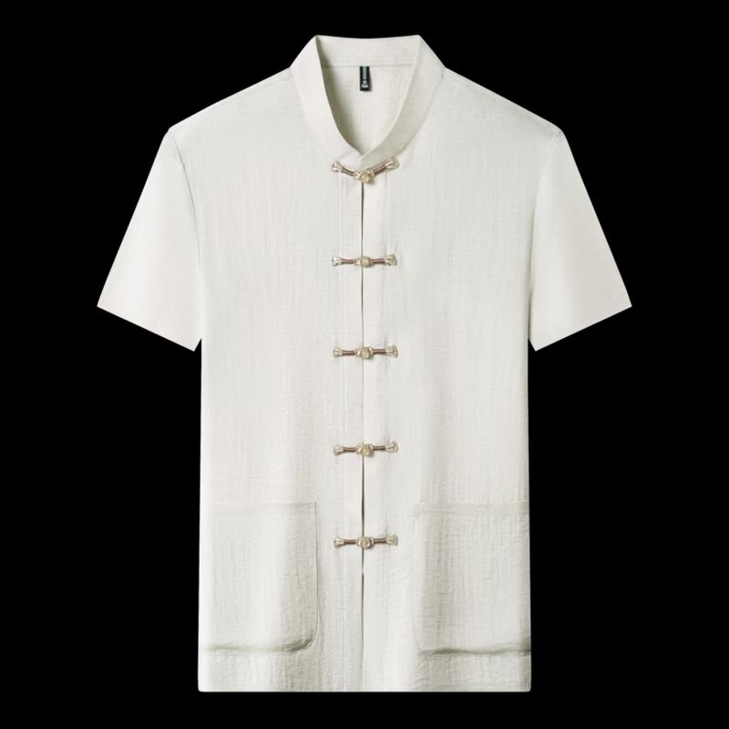 ROMON Men's Summer New Chinese Style Short Sleeve Tang Suit Shirt