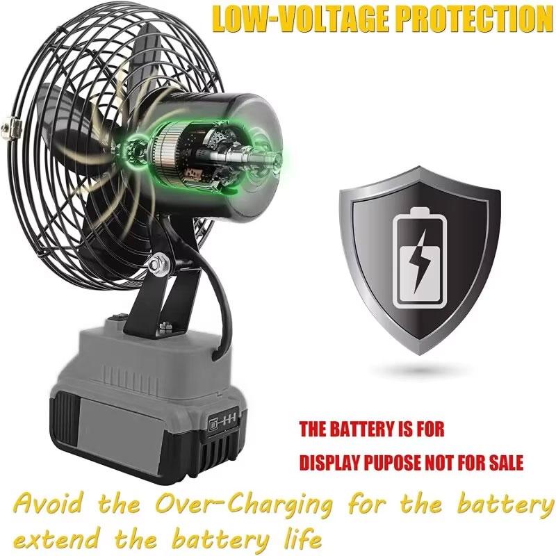 Mini Portable Powerful Fan For Dewalt 20V MAX Battery For Makita 18V Li-ion Battery Cordless Camping Fan Adjustable Wind Speed
