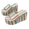 Women's Wide Width Stripe Slides, Platform Wedge Slippers, Autumn Outdoor Mules for Women