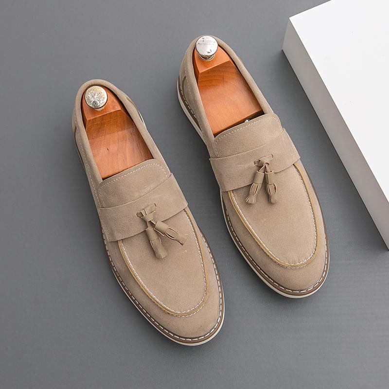 

Fashion Fashion Brand Men s Breathable and Non Slip Casual Leather Shoes for Spring New Men s Suede Comfortable Tassel Pointed Loafers 46