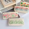 Bear And Rabbit Canvas Pencil Case With Large Capacity For Students And Girls