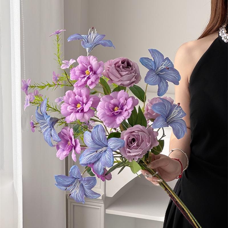 Französische Luxus-Kunstblumen Künstliche Simulierte Blumensträuße Hochwertige Realistische Foto-Requisiten Muttertag Hochzeitsdeko