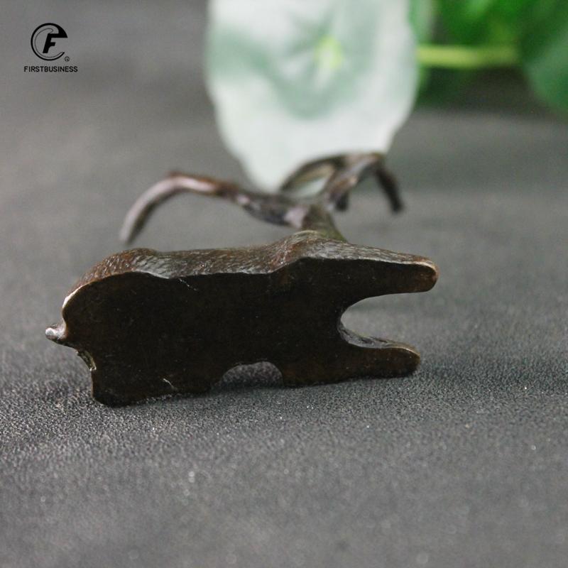 Antique Copper Sika Deer Tabletop Small Ornaments Vintage Brass Animal Figurines Desk Decorations Accessories Home Decor Crafts