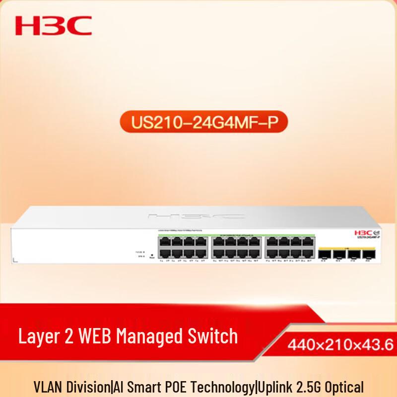 H3C US210-24G4MF-P Layer 2 Web Managed POE Switch