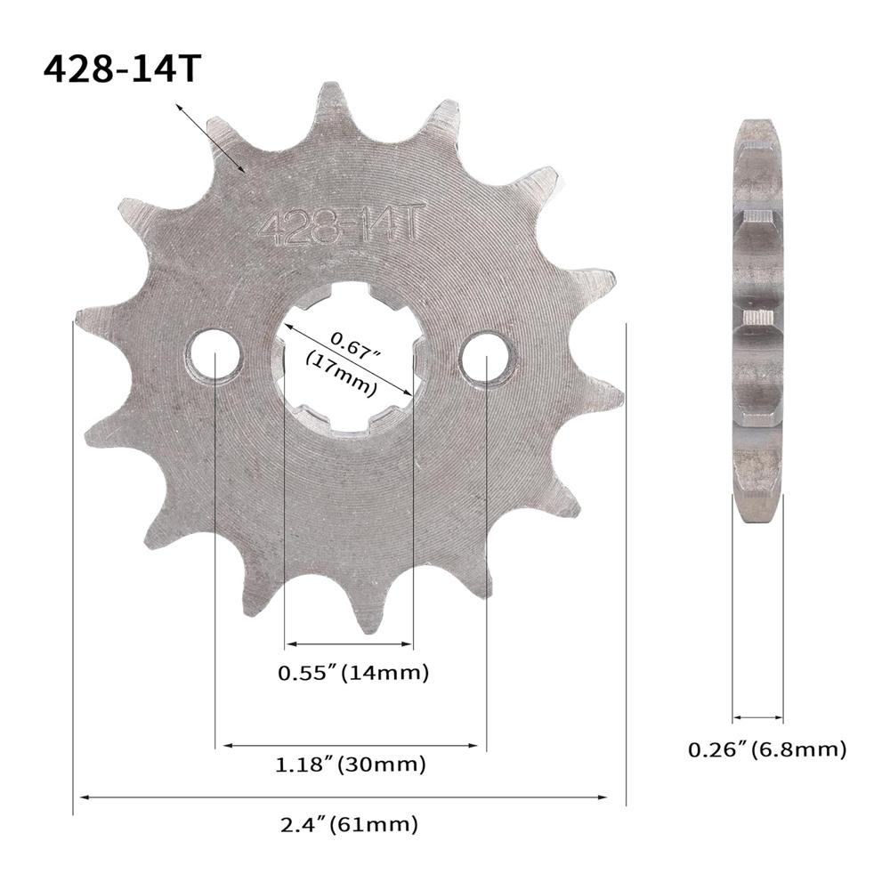 Front Chain Sprocket 23801-121-000 (14-Tooth) 17MM Fit For 428-14T Honda CB100K