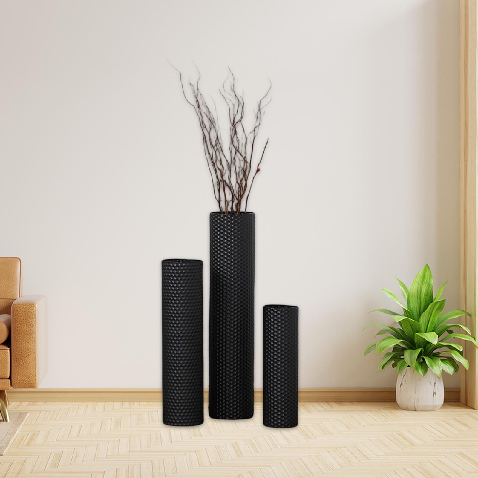 Набор из 3 напольных ваз Декоративная цилиндрическая ваза Креативная металлическая напольная для