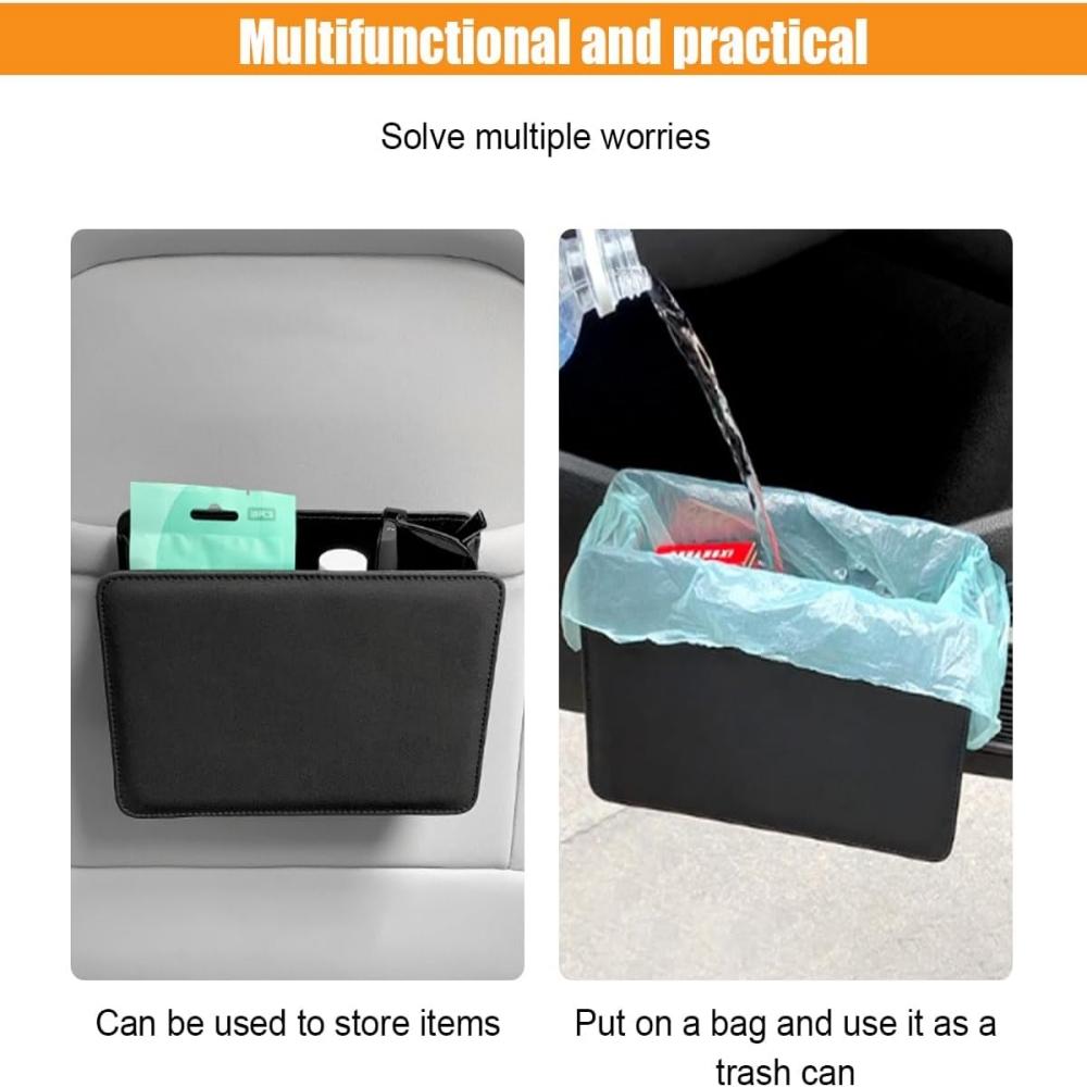 Portable Car Trash Can Hanging Storage Box Multi-functional Storage Foldable Seat Back Storage Box Car Interior Accessories