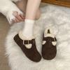 Thick-soled Heightening Fashionable and Versatile One-pedal Boken Shoes Women's Autumn 2025 Velvet Thickened Warm and Comfortable Cotton Shoes