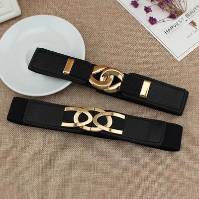 Ladies Alloy Buckle Elastic Elastic Belt Narrow Decorative Dress Waist Seal Waist Two Sizes