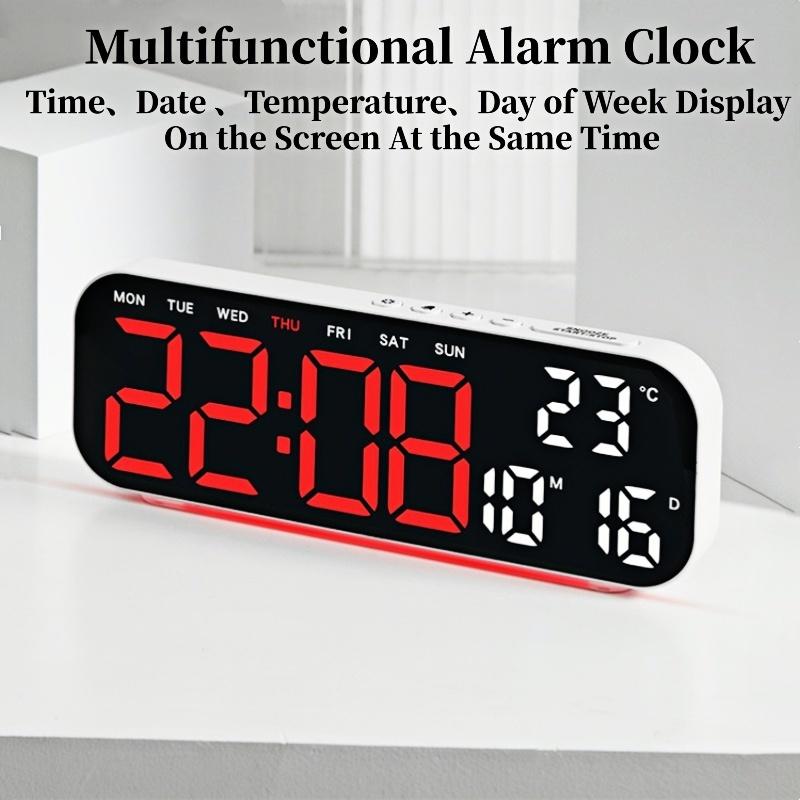 USB-betriebener digitaler Wecker mit RGB-Stimmungslicht, TEMP, Datum, 2 Alarme, Schlummerfunktion, Schreibtischuhr, 12/24H, automatisch dimmbar, Timing-Countdown-LED-Uhr