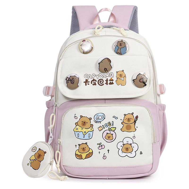 School Bag Kapibara New Student Cartoon Primary and Secondary School Students Boys and Girls Mobile Phone Backpack Cute Large Capacity