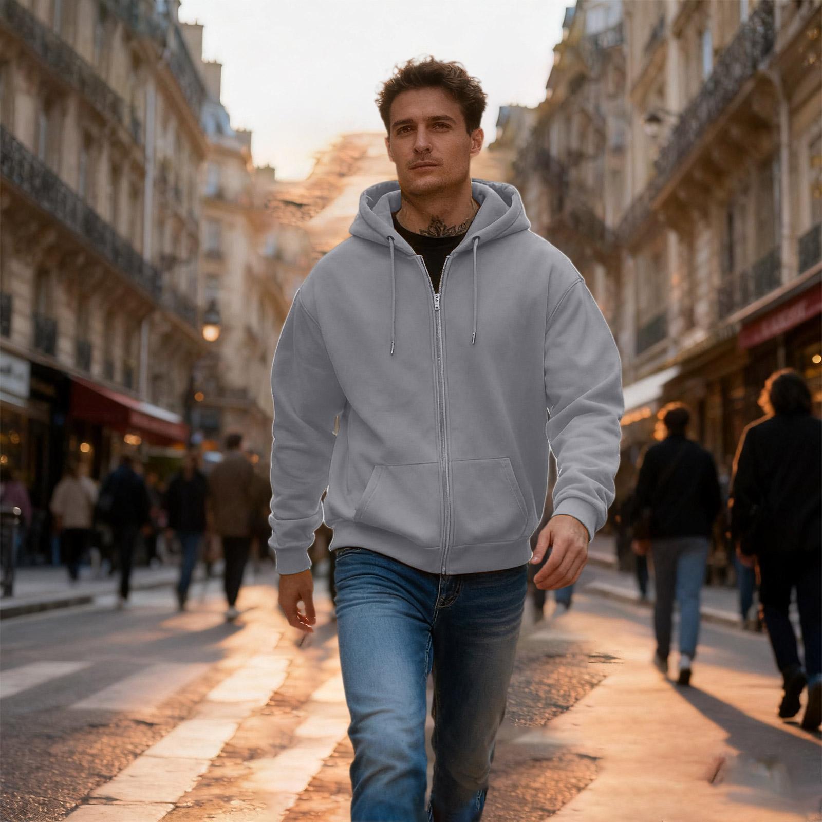 Heima A Heren Casual Sport Losse Hoodie met Volledige Rits XXL