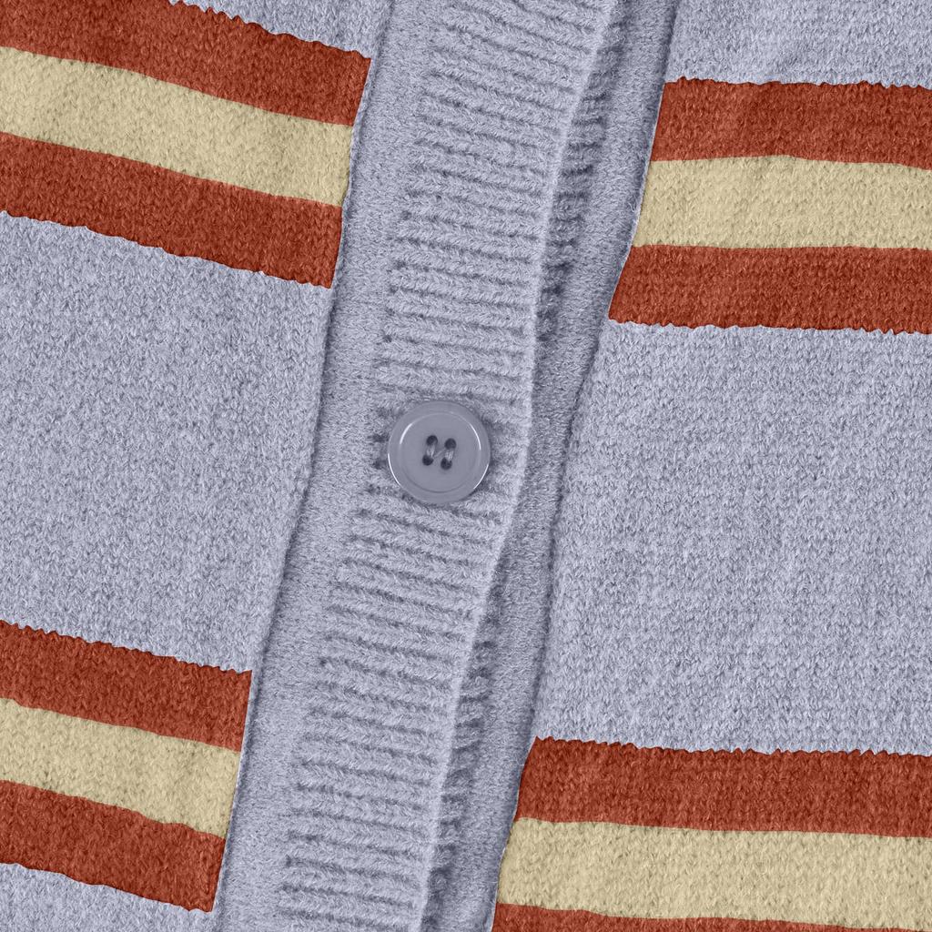  And Winter Striped Color Blocked Knitted Button Cardigan Long Sleeved Women's Clothing