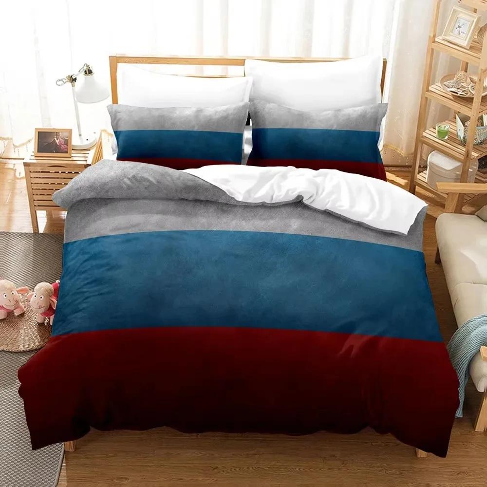 New 3D Print Russian Flag Comfortable Duvet Quilt Cover Pillowcase Bedding Set Children Bedroom Decoration Home Textile