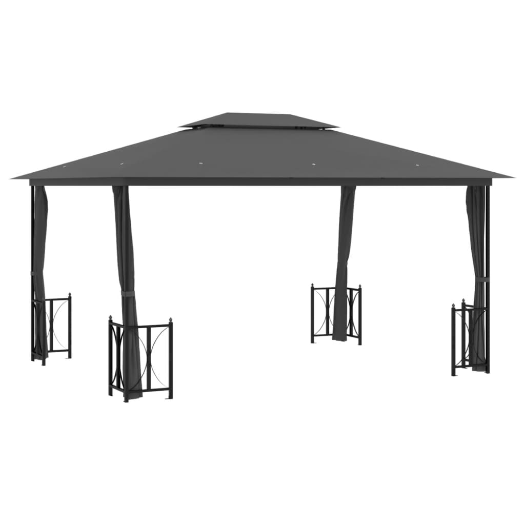 Gazebo with Side Walls & Double Roof 3x4 M Anthracite