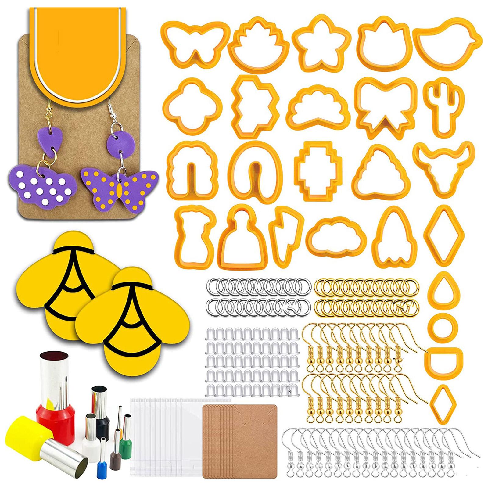 

Набор для резки полимерной глины, резак для сережек из глины, резак для изготовления украшений из полимерной глины с карточками для сережек, крючок для сережек оранжевый