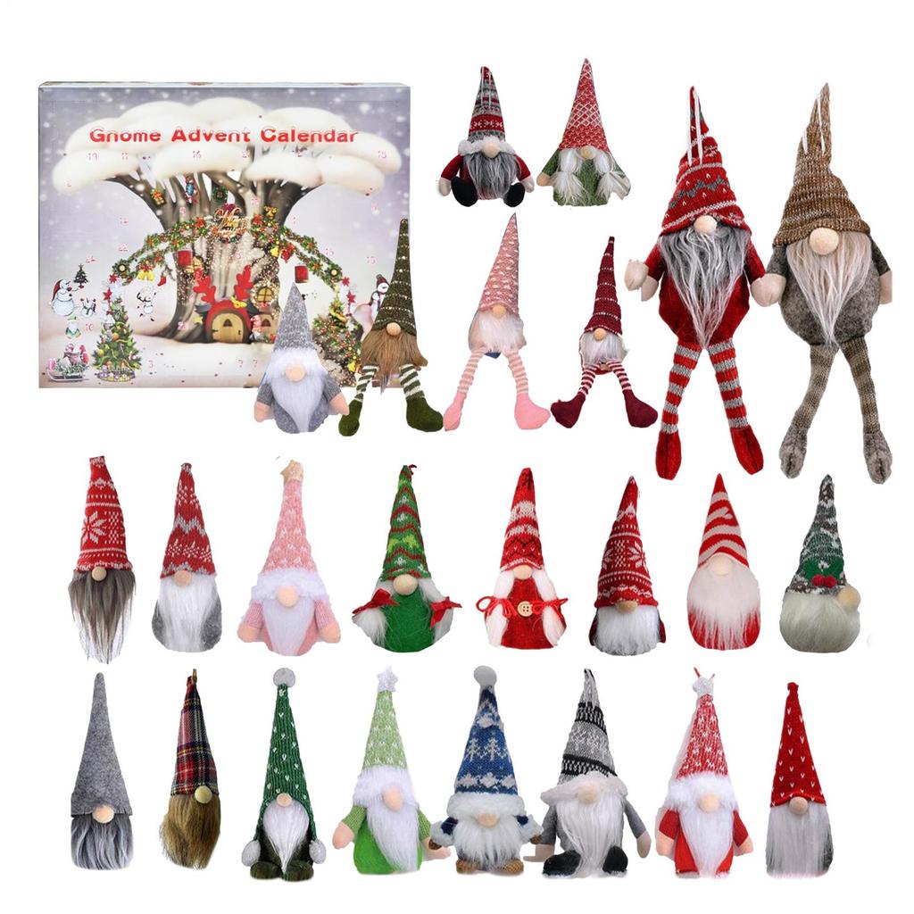 Christmas Countdown Calendar 24pcs Gnome Doll Collectible Gnome Pendants Ornament Calendar Christmas Dwarf Arrival Calendar
