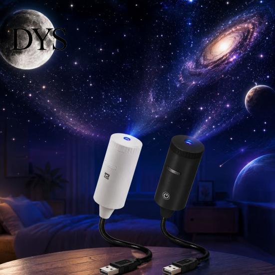 Decorative Projection Light USB Projector Lamp with 2 Films, Moon & Milky Way LED Adjustable Light, 360 Degrees Rotating for Car, Bedroom Ceiling