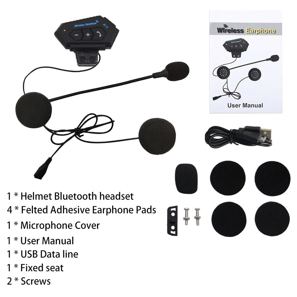 Wireless Motorcycle Helmet Headset Bluetooth Earphone with Handsfree Mic Music Player And Voice Control for Motorbike Rider