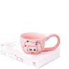 Kitten with Spoon Cute Cartoon High Value Large Capacity Souvenir Mug Girl Couple Ceramic Cup Set