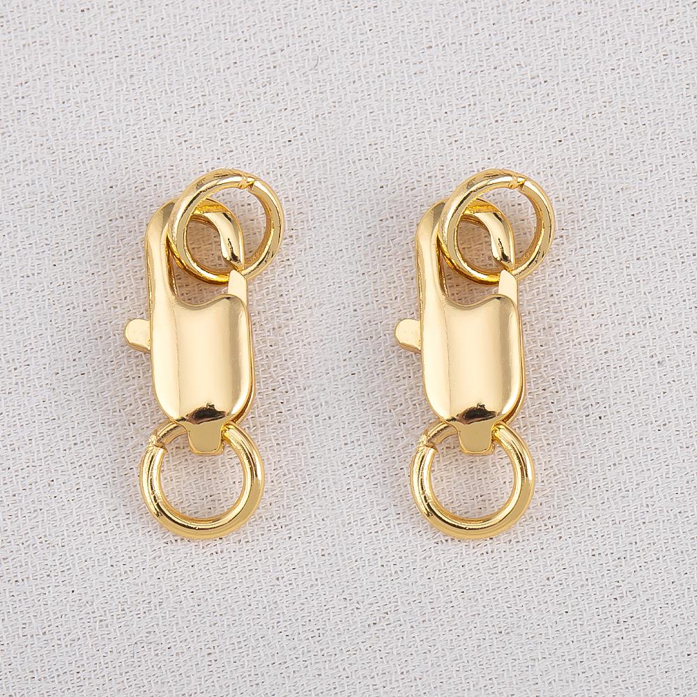Gold Color Brass 5pcs Lobster Clasp with 10Pcs Open Jump Rings DIY Findings Kits Connector for Bracelet Jewelry Making Wholesale