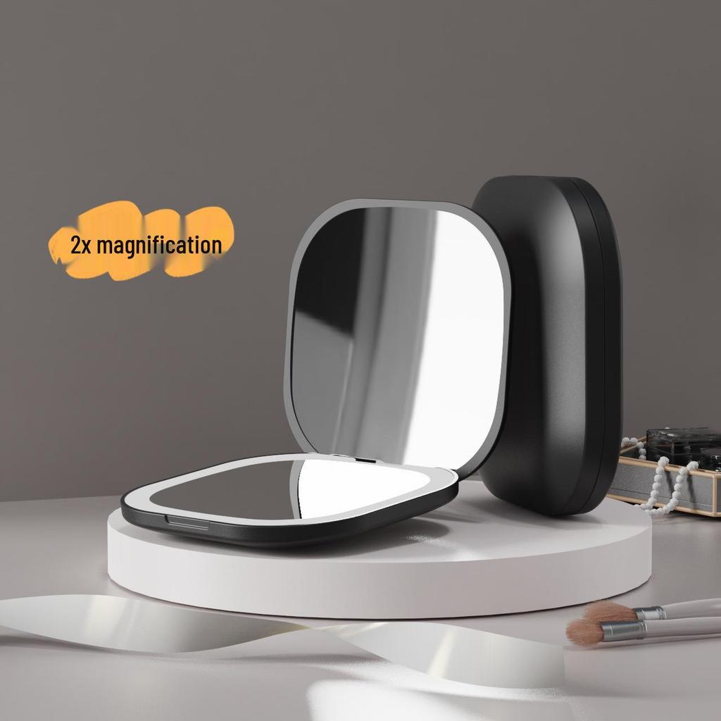 Portable Double-Sided LED Makeup Mirror with USB Charging and Custom Logo