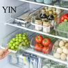 Refrigerator Drawer Organizer Set Storage Box with Handle, Clear PET Pull Out Vegetable Crisper for Organizer, Stackable Fresh Food Keeper Vegetables