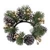 Christmas Candle Ring Artificial Pine Needle Pinecone Berries Garland Rustic Festive Candle Wreath for Home Table Decor