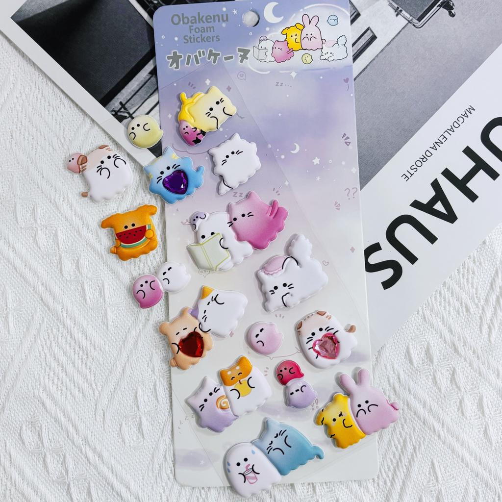 Cartoon Ghost Diamond 3D Puffy Sticker Scrapbooking Diy Journal Stationery Sticker Cute Decor School Supplies Gift