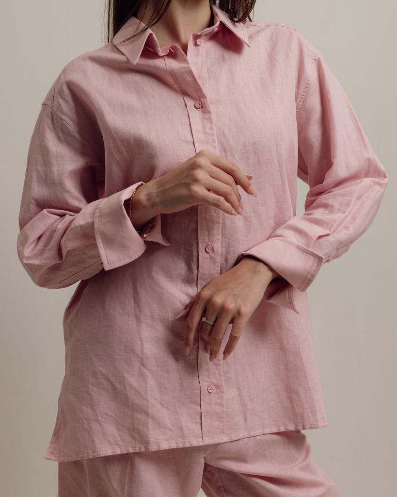 Women's Summer Suit Stimma 1219 S Pink Linen (shirt, Trousers)