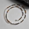 Natural Stone/Metal Natural Stone Beaded Necklace Adjustable Hip-hop Style Metal Bead Choker Minimalist Hip-hop Necklace Gift