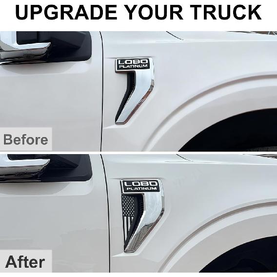 Black American Flag Decor Emblem Decal Compatible with -2025 Ford F150 Accessories Fit F150 Exterior Patch Decor Enhances Truck's Style (Not for