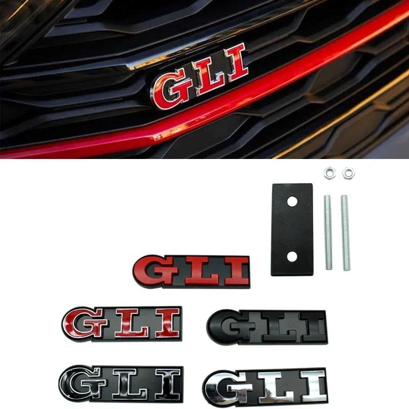 AUYGS1 3D Metal Letters GLI Logo Front Grill Emblem Badge Car Trunk Decals For GTI Volkswagen VW Jetta Passat Arteon Golf MK6 Sticker