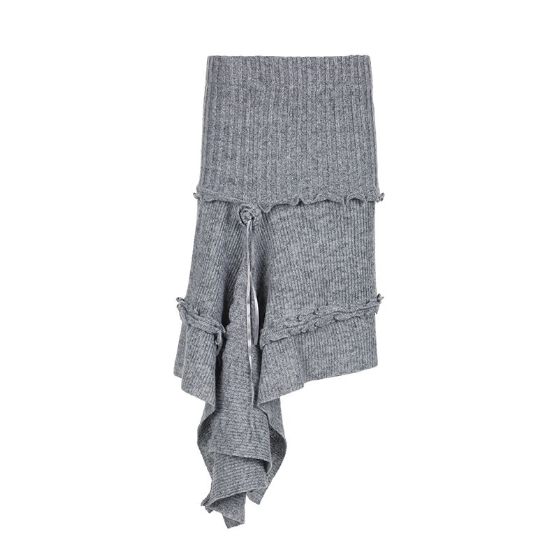 

H s Европейская и Американская Женская Одежда Блуждающий Город Трехмерные Цветочные Асимметричная Шерстяная Юбка Серое Миди Платье Grey S